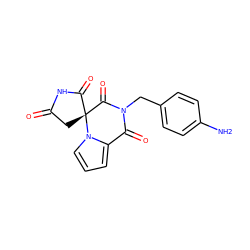 Nc1ccc(CN2C(=O)c3cccn3[C@@]3(CC(=O)NC3=O)C2=O)cc1 ZINC000013781463