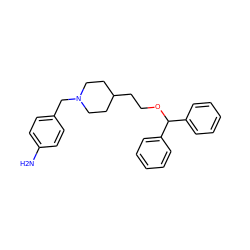 Nc1ccc(CN2CCC(CCOC(c3ccccc3)c3ccccc3)CC2)cc1 ZINC000013760760