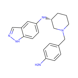 Nc1ccc(CN2CCC[C@@H](Nc3ccc4[nH]ncc4c3)C2)cc1 ZINC000028639803