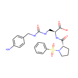 Nc1ccc(CNC(=O)NC[C@H](NC(=O)[C@@H]2CCCN2S(=O)(=O)c2ccccc2)C(=O)O)cc1 ZINC000014969693