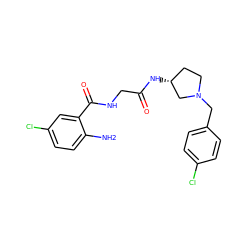 Nc1ccc(Cl)cc1C(=O)NCC(=O)N[C@@H]1CCN(Cc2ccc(Cl)cc2)C1 ZINC000029125898