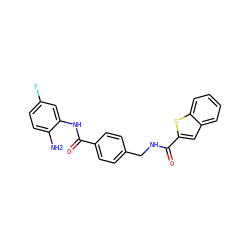 Nc1ccc(F)cc1NC(=O)c1ccc(CNC(=O)c2cc3ccccc3s2)cc1 ZINC000205551901