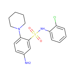 Nc1ccc(N2CCCCC2)c(S(=O)(=O)Nc2ccccc2Cl)c1 ZINC000003885406