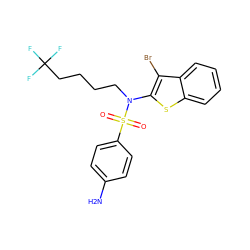 Nc1ccc(S(=O)(=O)N(CCCCC(F)(F)F)c2sc3ccccc3c2Br)cc1 ZINC000115233077