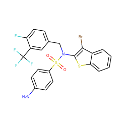 Nc1ccc(S(=O)(=O)N(Cc2ccc(F)c(C(F)(F)F)c2)c2sc3ccccc3c2Br)cc1 ZINC000115237866