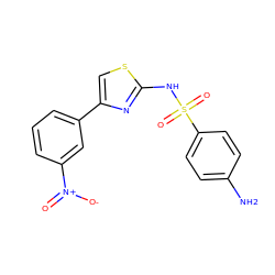 Nc1ccc(S(=O)(=O)Nc2nc(-c3cccc([N+](=O)[O-])c3)cs2)cc1 ZINC000013776378