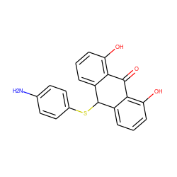 Nc1ccc(SC2c3cccc(O)c3C(=O)c3c(O)cccc32)cc1 ZINC000013757270