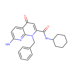 Nc1ccc2c(=O)cc(C(=O)NC3CCCCC3)n(Cc3ccccc3)c2n1 ZINC000028962228