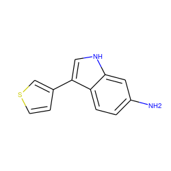 Nc1ccc2c(-c3ccsc3)c[nH]c2c1 ZINC000036338558