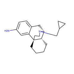 Nc1ccc2c(c1)[C@@]13CCCC[C@H]1[C@@H](C2)N(CC1CC1)CC3 ZINC000013532322