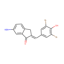 Nc1ccc2c(c1)C(=O)/C(=C/c1cc(Br)c(O)c(Br)c1)C2 ZINC000026494600