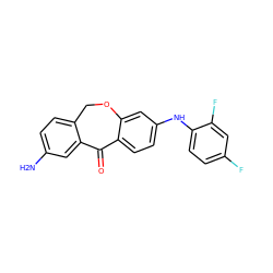 Nc1ccc2c(c1)C(=O)c1ccc(Nc3ccc(F)cc3F)cc1OC2 ZINC000103273320