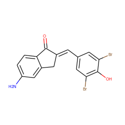 Nc1ccc2c(c1)C/C(=C\c1cc(Br)c(O)c(Br)c1)C2=O ZINC000026509058