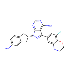 Nc1ccc2c(c1)C[C@@H](n1nc(-c3cc(F)c4c(c3)NCCO4)c3c(N)ncnc31)C2 ZINC000644160522