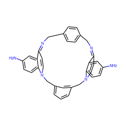 Nc1ccc2c(c1)C1=NCc3ccc(cc3)CN=C3C=CN(Cc4cccc(c4)CN2C=C1)c1ccc(N)cc13 ZINC000377853461