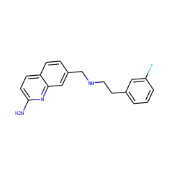 Nc1ccc2ccc(CNCCc3cccc(F)c3)cc2n1 ZINC000098209156