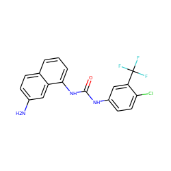 Nc1ccc2cccc(NC(=O)Nc3ccc(Cl)c(C(F)(F)F)c3)c2c1 ZINC000084603526