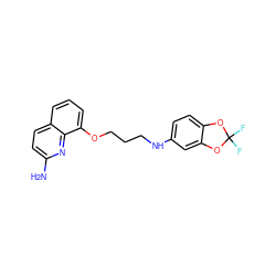 Nc1ccc2cccc(OCCCNc3ccc4c(c3)OC(F)(F)O4)c2n1 ZINC000028385790