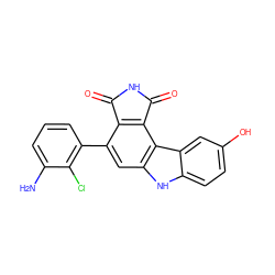 Nc1cccc(-c2cc3[nH]c4ccc(O)cc4c3c3c2C(=O)NC3=O)c1Cl ZINC000034804101