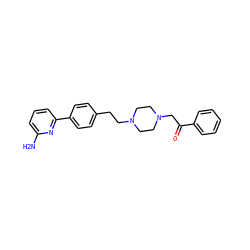 Nc1cccc(-c2ccc(CCN3CCN(CC(=O)c4ccccc4)CC3)cc2)n1 ZINC000022453019