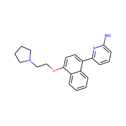 Nc1cccc(-c2ccc(OCCN3CCCC3)c3ccccc23)n1 ZINC000013559824