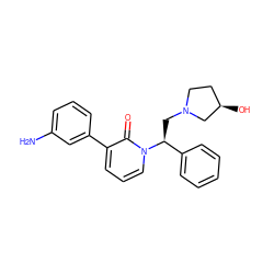 Nc1cccc(-c2cccn([C@@H](CN3CC[C@@H](O)C3)c3ccccc3)c2=O)c1 ZINC000013488463