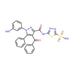 Nc1cccc(-n2nc(C(=O)Nc3nnc(S(N)(=O)=O)s3)c(C(=O)c3ccccc3)c2-c2ccccc2)c1 ZINC000042852606