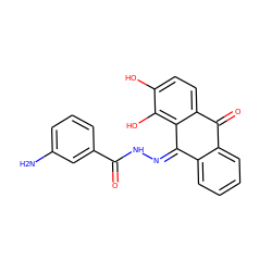 Nc1cccc(C(=O)N/N=C2/c3ccccc3C(=O)c3ccc(O)c(O)c32)c1 ZINC000103195647