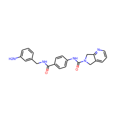 Nc1cccc(CNC(=O)c2ccc(NC(=O)N3Cc4cccnc4C3)cc2)c1 ZINC000166825725