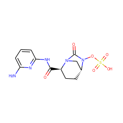 Nc1cccc(NC(=O)[C@@H]2CC[C@@H]3CN2C(=O)N3OS(=O)(=O)O)n1 ZINC000096168627