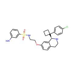 Nc1cccc(S(=O)(=O)NCCOc2ccc3c(c2)[C@@H](C2(c4ccc(Cl)cc4)CCC2)NCC3)c1 ZINC000114978328