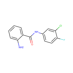 Nc1ccccc1C(=O)Nc1ccc(F)c(Cl)c1 ZINC000019675430