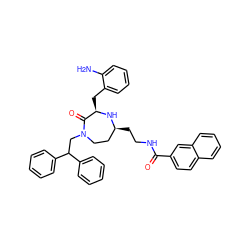 Nc1ccccc1C[C@H]1N[C@@H](CCNC(=O)c2ccc3ccccc3c2)CCN(CC(c2ccccc2)c2ccccc2)C1=O ZINC001772650188