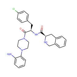 Nc1ccccc1N1CCN(C(=O)[C@@H](Cc2ccc(Cl)cc2)NC(=O)[C@H]2Cc3ccccc3CN2)CC1 ZINC000013559351