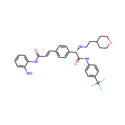 Nc1ccccc1NC(=O)/C=C/c1ccc([C@H](NCCC2CCOCC2)C(=O)Nc2ccc(C(F)(F)F)cc2)cc1 ZINC000066103537
