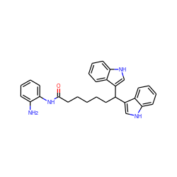 Nc1ccccc1NC(=O)CCCCCC(c1c[nH]c2ccccc12)c1c[nH]c2ccccc12 ZINC000043010294