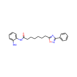 Nc1ccccc1NC(=O)CCCCCCc1nc(-c2ccccc2)no1 ZINC000138048359