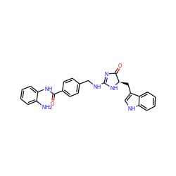 Nc1ccccc1NC(=O)c1ccc(CNC2=NC(=O)[C@@H](Cc3c[nH]c4ccccc34)N2)cc1 ZINC000096273675