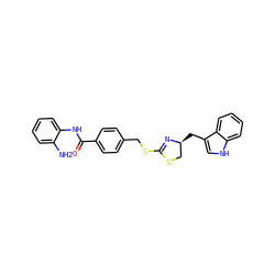 Nc1ccccc1NC(=O)c1ccc(CSC2=N[C@@H](Cc3c[nH]c4ccccc34)CS2)cc1 ZINC000096273668