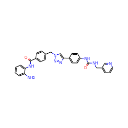 Nc1ccccc1NC(=O)c1ccc(Cn2cc(-c3ccc(NC(=O)NCc4cccnc4)cc3)nn2)cc1 ZINC001772603642