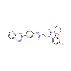 Nc1ccccc1NC(=O)c1ccc(NC(=O)CCN2C(=O)C3(OCCCO3)c3cc(Br)ccc32)cc1 ZINC001772650736