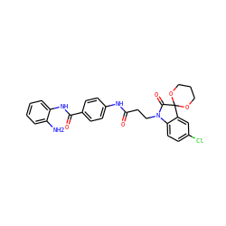 Nc1ccccc1NC(=O)c1ccc(NC(=O)CCN2C(=O)C3(OCCCO3)c3cc(Cl)ccc32)cc1 ZINC001772598751