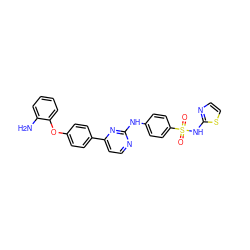 Nc1ccccc1Oc1ccc(-c2ccnc(Nc3ccc(S(=O)(=O)Nc4nccs4)cc3)n2)cc1 ZINC001772618189