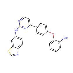 Nc1ccccc1Oc1ccc(-c2ccnc(Nc3ccc4ncsc4c3)n2)cc1 ZINC001772650184