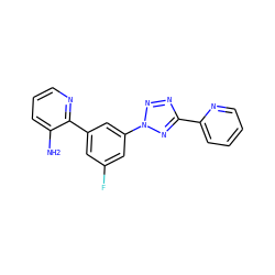 Nc1cccnc1-c1cc(F)cc(-n2nnc(-c3ccccn3)n2)c1 ZINC000028455554