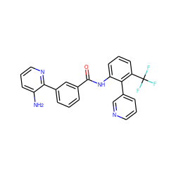 Nc1cccnc1-c1cccc(C(=O)Nc2cccc(C(F)(F)F)c2-c2cccnc2)c1 ZINC001772655362