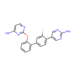 Nc1ccnc(Oc2ccccc2-c2ccc(-c3cnc(N)nc3)c(F)c2)n1 ZINC000224788135