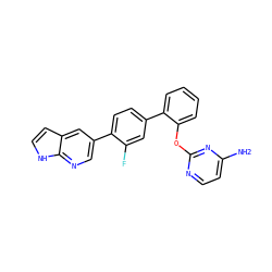 Nc1ccnc(Oc2ccccc2-c2ccc(-c3cnc4[nH]ccc4c3)c(F)c2)n1 ZINC000224781276
