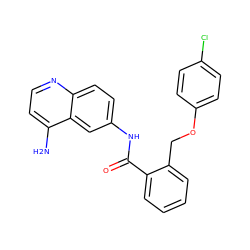 Nc1ccnc2ccc(NC(=O)c3ccccc3COc3ccc(Cl)cc3)cc12 ZINC000013835530