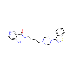 Nc1ccncc1C(=O)NCCCCN1CCN(c2nsc3ccccc23)CC1 ZINC000013760424